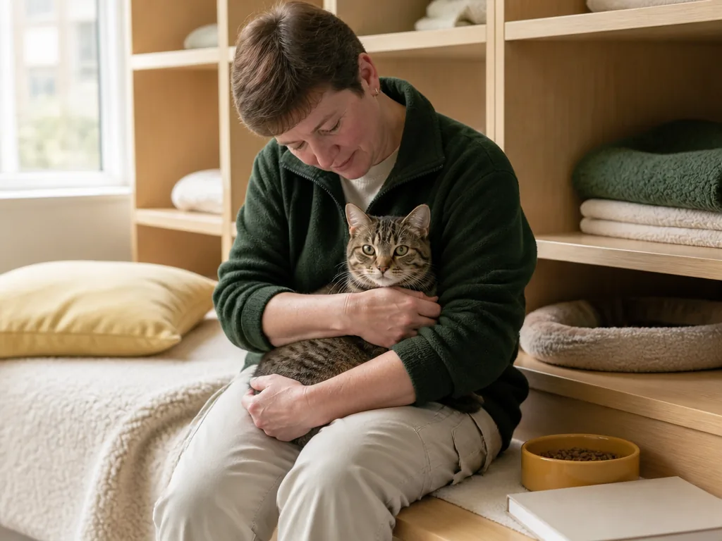 Des bénévoles offrent des sacs de nourriture et des couvertures aux animaux d'un refuge
