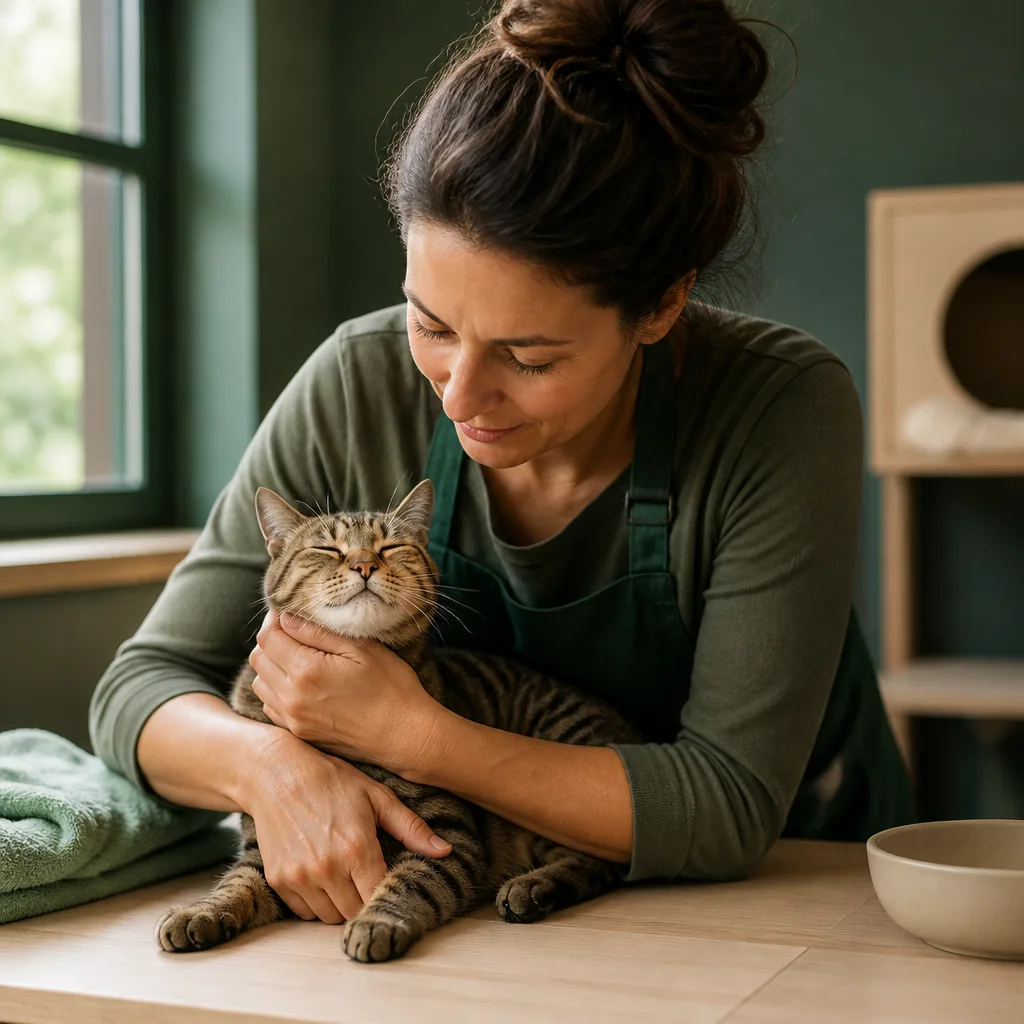 Vétérinaire préparant un chat pour sa stérilisation